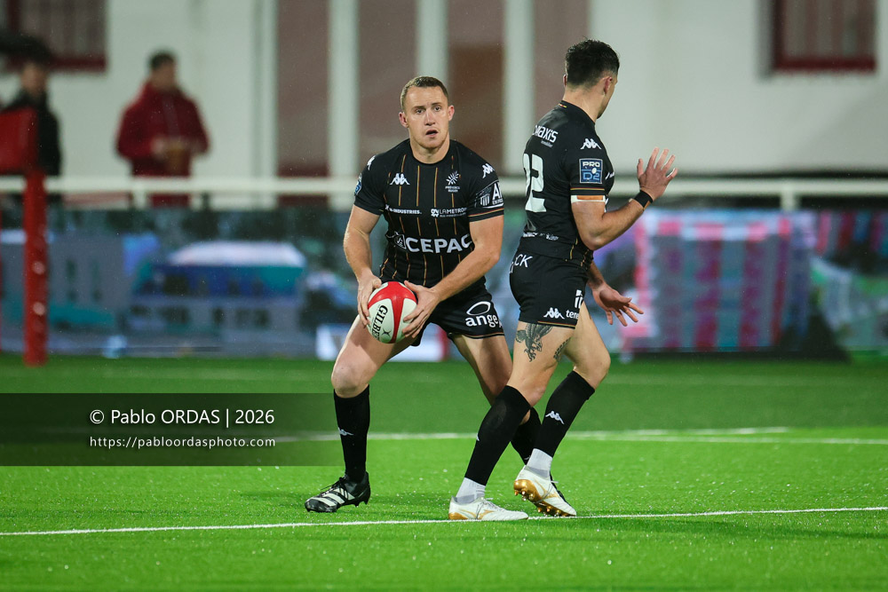 Thomas Salles, lors du match de Pro D2 entre le Biarritz olympique et Provence Rugby, le 6 mars 2026 au stade Aguiléra de Biarritz, France (Photo Pablo ORDAS)