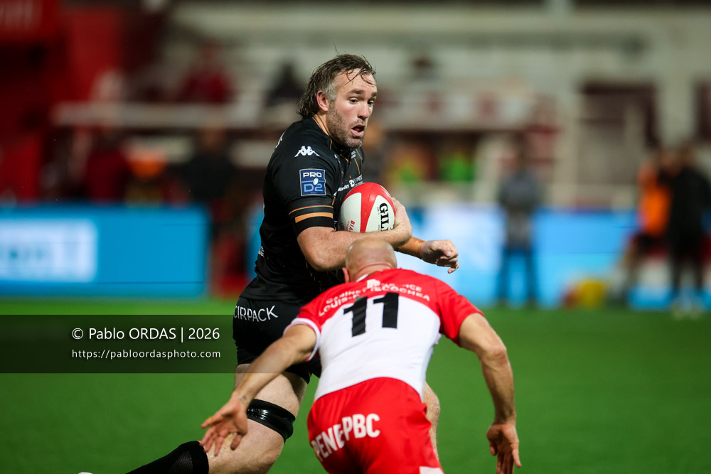Izack Rodda, lors du match de Pro D2 entre le Biarritz olympique et Provence Rugby, le 6 mars 2026 au stade Aguiléra de Biarritz, France (Photo Pablo ORDAS)