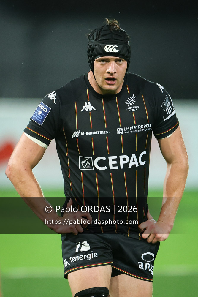Renger van Eerten, lors du match de Pro D2 entre le Biarritz olympique et Provence Rugby, le 6 mars 2026 au stade Aguiléra de Biarritz, France (Photo Pablo ORDAS)