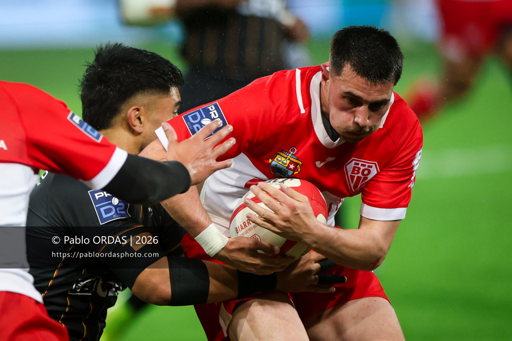 Edgar Retière, lors du match de Pro D2 entre le Biarritz olympique et Provence Rugby, le 6 mars 2026 au stade Aguiléra de Biarritz, France (Photo Pablo ORDAS)