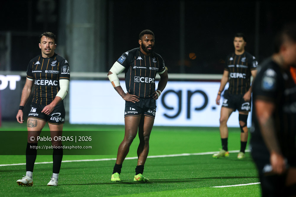 Setareki Bituniyata, lors du match de Pro D2 entre le Biarritz olympique et Provence Rugby, le 6 mars 2026 au stade Aguiléra de Biarritz, France (Photo Pablo ORDAS)