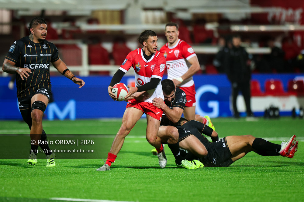 Carlo Mignot, lors du match de Pro D2 entre le Biarritz olympique et Provence Rugby, le 6 mars 2026 au stade Aguiléra de Biarritz, France (Photo Pablo ORDAS)