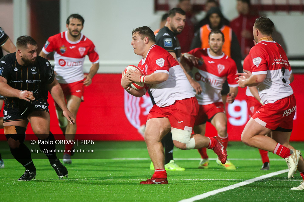 François Mur, lors du match de Pro D2 entre le Biarritz olympique et Provence Rugby, le 6 mars 2026 au stade Aguiléra de Biarritz, France (Photo Pablo ORDAS)