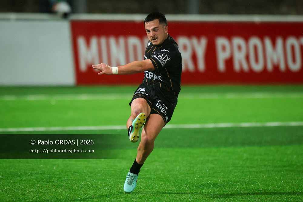 Joris Cazenave, lors du match de Pro D2 entre le Biarritz olympique et Provence Rugby, le 6 mars 2026 au stade Aguiléra de Biarritz, France (Photo Pablo ORDAS)