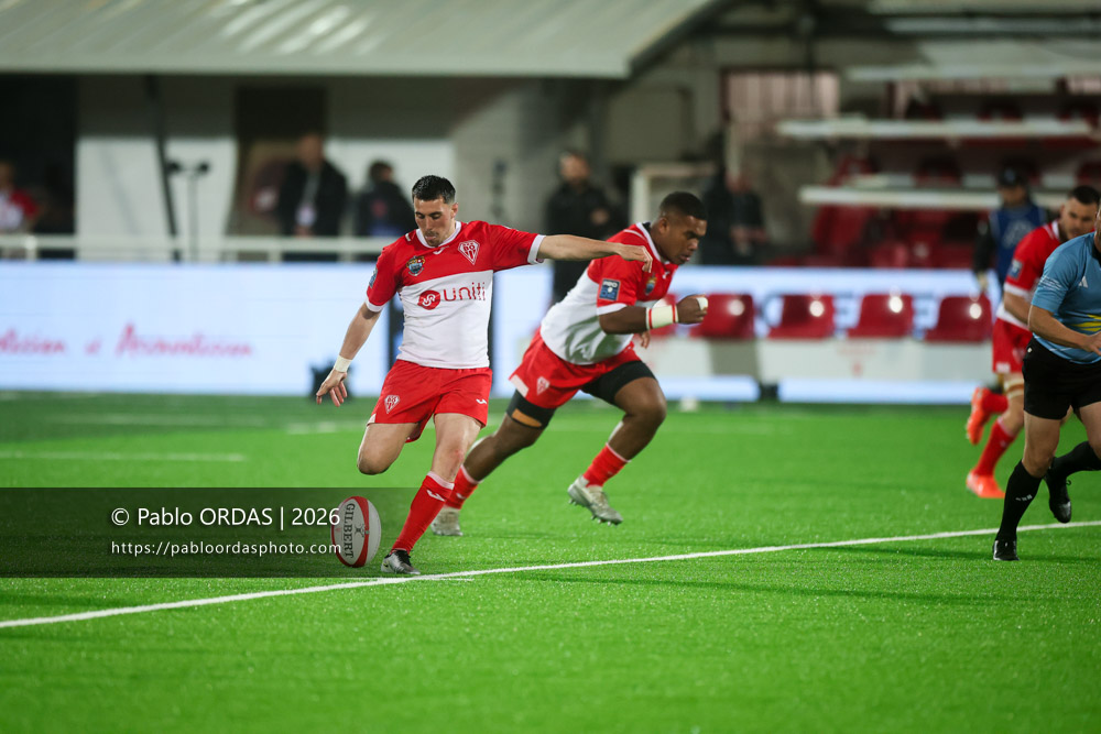 Edgar Retière, lors du match de Pro D2 entre le Biarritz olympique et Provence Rugby, le 6 mars 2026 au stade Aguiléra de Biarritz, France (Photo Pablo ORDAS)