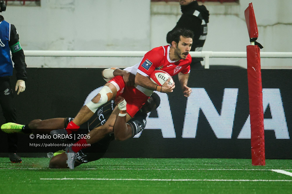 Arthur Bonneval, lors du match de Pro D2 entre le Biarritz olympique et Provence Rugby, le 6 mars 2026 au stade Aguiléra de Biarritz, France (Photo Pablo ORDAS)