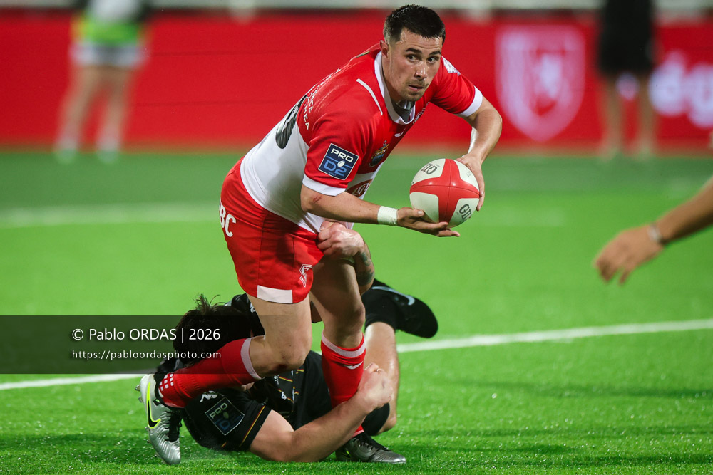 Edgar Retière, lors du match de Pro D2 entre le Biarritz olympique et Provence Rugby, le 6 mars 2026 au stade Aguiléra de Biarritz, France (Photo Pablo ORDAS)
