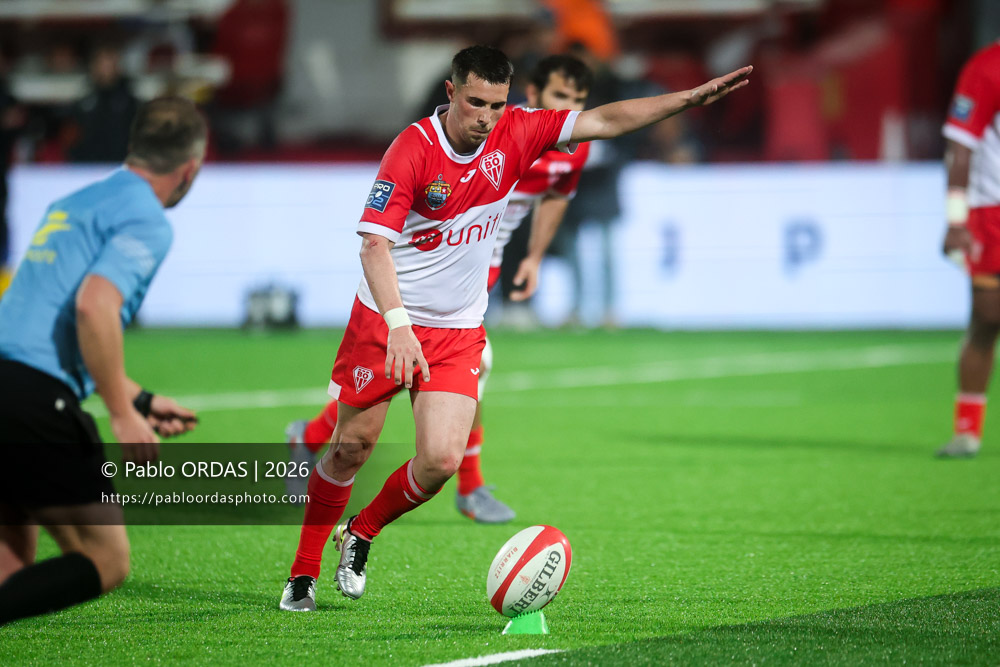 Edgar Retière, lors du match de Pro D2 entre le Biarritz olympique et Provence Rugby, le 6 mars 2026 au stade Aguiléra de Biarritz, France (Photo Pablo ORDAS)