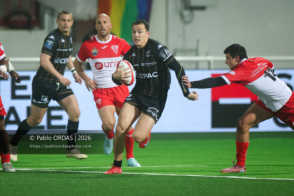 Mathias Colombet, lors du match de Pro D2 entre le Biarritz olympique et Provence Rugby, le 6 mars 2026 au stade Aguiléra de Biarritz, France (Photo Pablo ORDAS)
