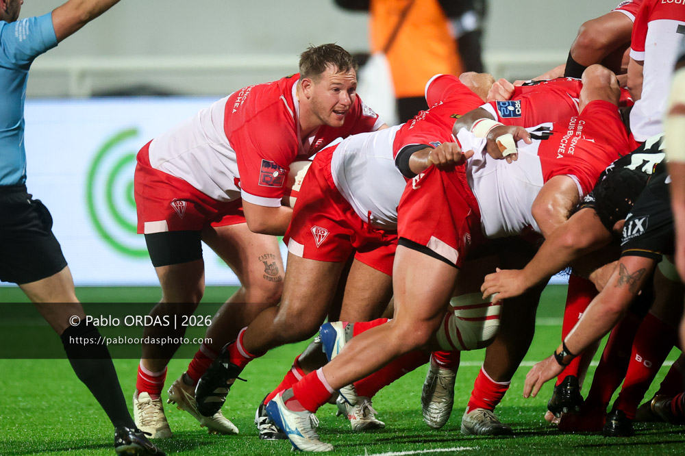 Clément Martinez, lors du match de Pro D2 entre le Biarritz olympique et Provence Rugby, le 6 mars 2026 au stade Aguiléra de Biarritz, France (Photo Pablo ORDAS)