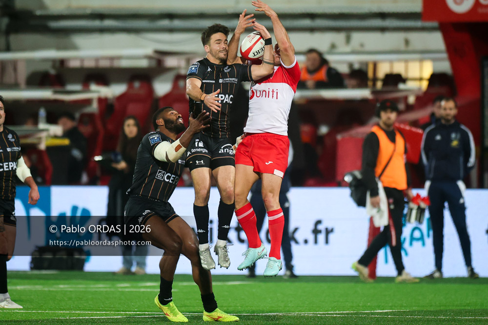 Arthur Coville, lors du match de Pro D2 entre le Biarritz olympique et Provence Rugby, le 6 mars 2026 au stade Aguiléra de Biarritz, France (Photo Pablo ORDAS)