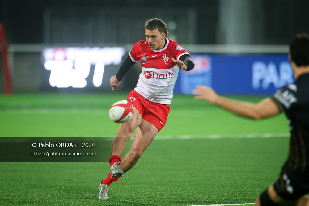 Carlo Mignot, lors du match de Pro D2 entre le Biarritz olympique et Provence Rugby, le 6 mars 2026 au stade Aguiléra de Biarritz, France (Photo Pablo ORDAS)