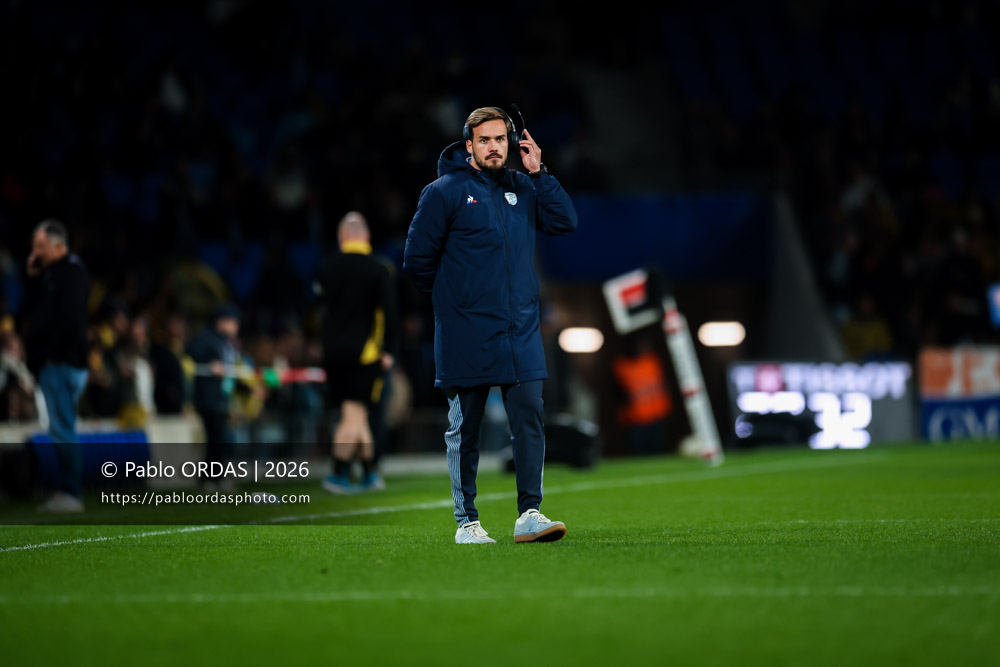 Louis Carlod, lors du match de Top 14 entre l'Aviron bayonnais et le Stade rochelais, le 28 mars 2026 au stade Anoeta de Saint-Sébastien, Espagne (Photo Pablo ORDAS)