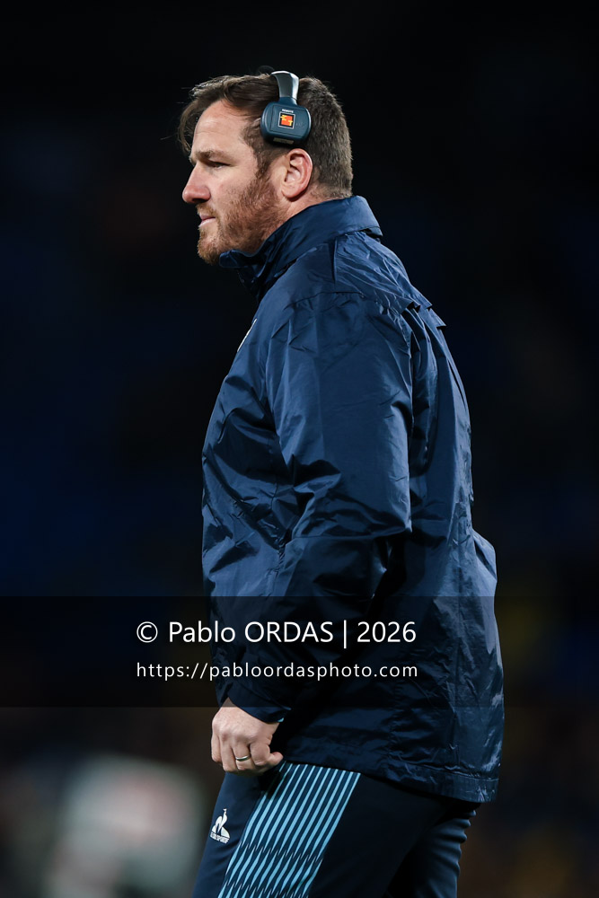 Camille Lopez, lors du match de Top 14 entre l'Aviron bayonnais et le Stade rochelais, le 28 mars 2026 au stade Anoeta de Saint-Sébastien, Espagne (Photo Pablo ORDAS)