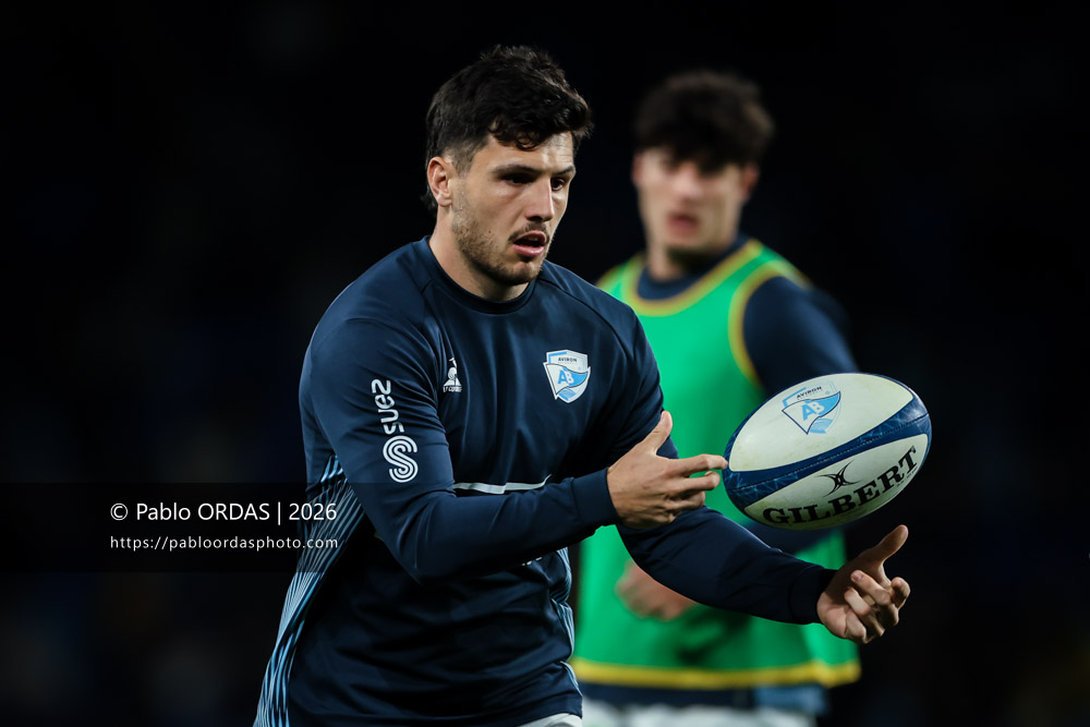 Yohan Orabé, lors du match de Top 14 entre l'Aviron bayonnais et le Stade rochelais, le 28 mars 2026 au stade Anoeta de Saint-Sébastien, Espagne (Photo Pablo ORDAS)