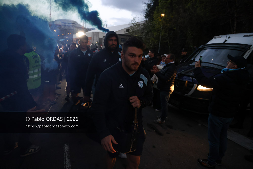 Mateo Carreras, lors du match de Top 14 entre l'Aviron bayonnais et le Stade rochelais, le 28 mars 2026 au stade Anoeta de Saint-Sébastien, Espagne (Photo Pablo ORDAS)