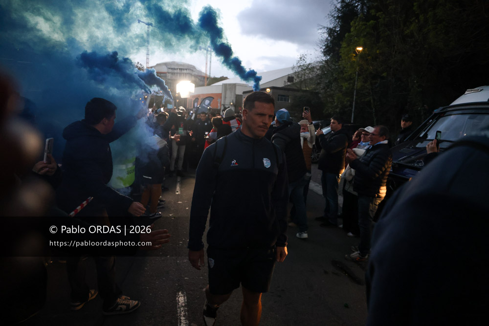 Facundo Bosch, lors du match de Top 14 entre l'Aviron bayonnais et le Stade rochelais, le 28 mars 2026 au stade Anoeta de Saint-Sébastien, Espagne (Photo Pablo ORDAS)
