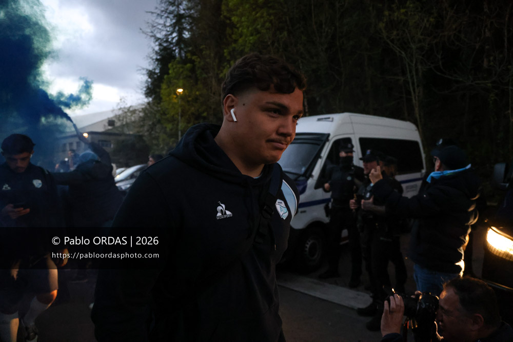 Lucas Martin, lors du match de Top 14 entre l'Aviron bayonnais et le Stade rochelais, le 28 mars 2026 au stade Anoeta de Saint-Sébastien, Espagne (Photo Pablo ORDAS)