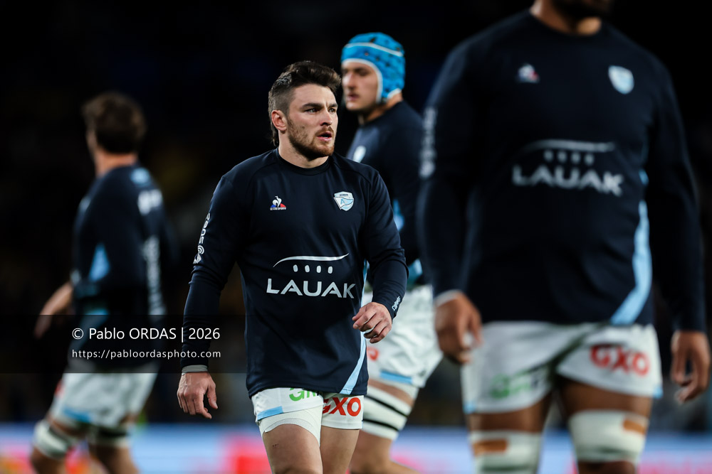 Mateo Carreras, lors du match de Top 14 entre l'Aviron bayonnais et le Stade rochelais, le 28 mars 2026 au stade Anoeta de Saint-Sébastien, Espagne (Photo Pablo ORDAS)