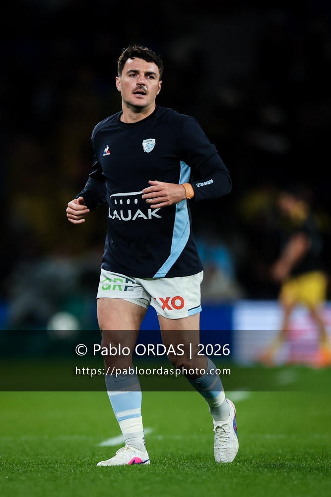 Baptiste Germain, lors du match de Top 14 entre l'Aviron bayonnais et le Stade rochelais, le 28 mars 2026 au stade Anoeta de Saint-Sébastien, Espagne (Photo Pablo ORDAS)
