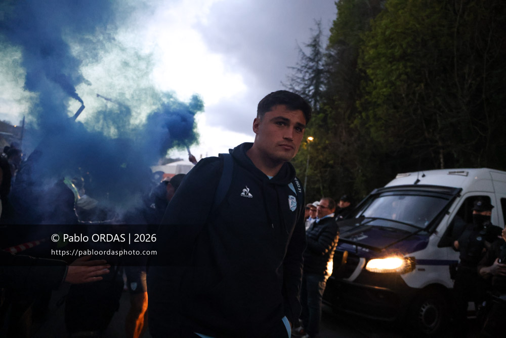 Guillaume Martocq, lors du match de Top 14 entre l'Aviron bayonnais et le Stade rochelais, le 28 mars 2026 au stade Anoeta de Saint-Sébastien, Espagne (Photo Pablo ORDAS)