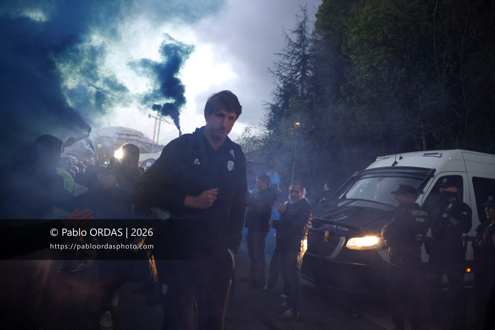 Baptiste Chouzenoux, lors du match de Top 14 entre l'Aviron bayonnais et le Stade rochelais, le 28 mars 2026 au stade Anoeta de Saint-Sébastien, Espagne (Photo Pablo ORDAS)