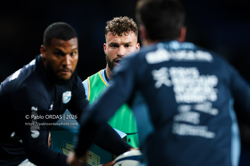 Federico Mori, lors du match de Top 14 entre l'Aviron bayonnais et le Stade rochelais, le 28 mars 2026 au stade Anoeta de Saint-Sébastien, Espagne (Photo Pablo ORDAS)