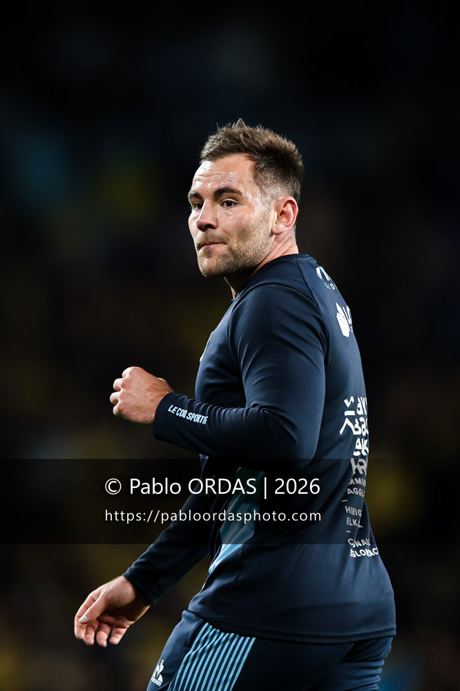 Joris Segonds, lors du match de Top 14 entre l'Aviron bayonnais et le Stade rochelais, le 28 mars 2026 au stade Anoeta de Saint-Sébastien, Espagne (Photo Pablo ORDAS)