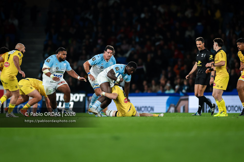Andy Bordelai, lors du match de Top 14 entre l'Aviron bayonnais et le Stade rochelais, le 28 mars 2026 au stade Anoeta de Saint-Sébastien, Espagne (Photo Pablo ORDAS)