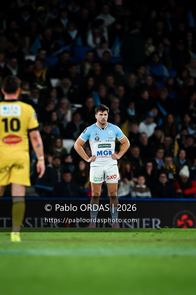 Yohan Orabé, lors du match de Top 14 entre l'Aviron bayonnais et le Stade rochelais, le 28 mars 2026 au stade Anoeta de Saint-Sébastien, Espagne (Photo Pablo ORDAS)