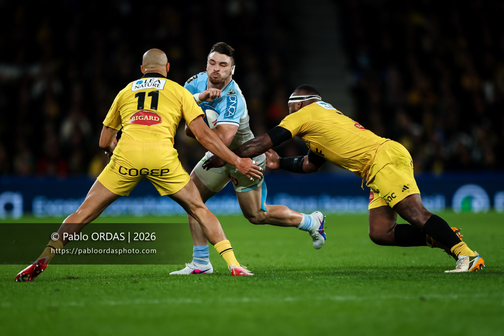 Mateo Carreras, lors du match de Top 14 entre l'Aviron bayonnais et le Stade rochelais, le 28 mars 2026 au stade Anoeta de Saint-Sébastien, Espagne (Photo Pablo ORDAS)