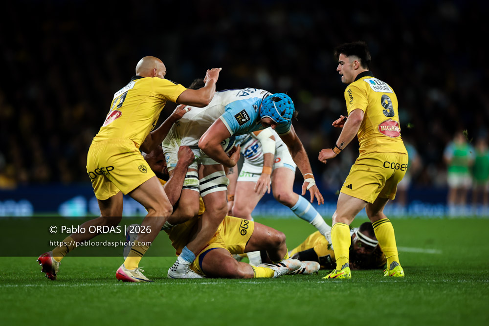Esteban Capilla, lors du match de Top 14 entre l'Aviron bayonnais et le Stade rochelais, le 28 mars 2026 au stade Anoeta de Saint-Sébastien, Espagne (Photo Pablo ORDAS)