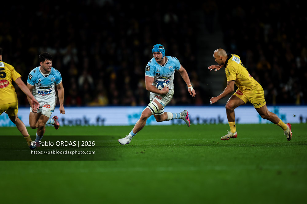Esteban Capilla, lors du match de Top 14 entre l'Aviron bayonnais et le Stade rochelais, le 28 mars 2026 au stade Anoeta de Saint-Sébastien, Espagne (Photo Pablo ORDAS)