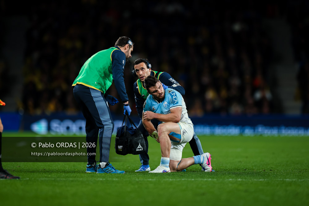 Mateo Carreras, lors du match de Top 14 entre l'Aviron bayonnais et le Stade rochelais, le 28 mars 2026 au stade Anoeta de Saint-Sébastien, Espagne (Photo Pablo ORDAS)