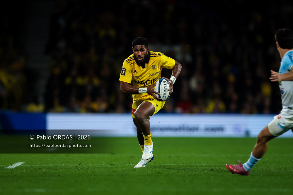 Semi Lagivala, lors du match de Top 14 entre l'Aviron bayonnais et le Stade rochelais, le 28 mars 2026 au stade Anoeta de Saint-Sébastien, Espagne (Photo Pablo ORDAS)
