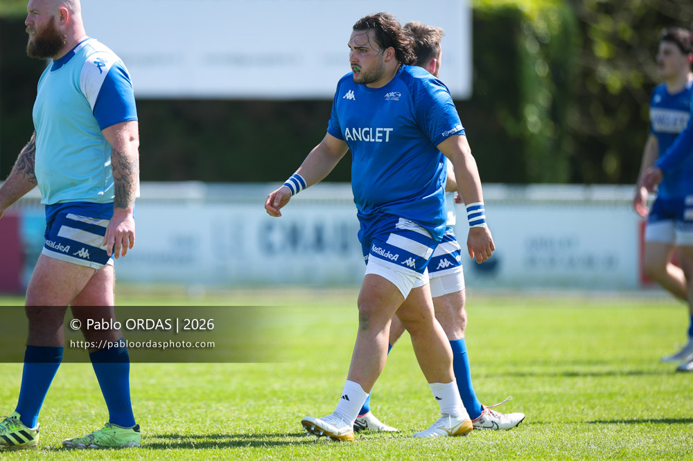 Paul-André Garaudelle, lors du match de Nationale 2 entre l'Anglet olympique et Salles, le 29 mars 2026 au stade Saint-Jean d'Anglet, France (Photo Pablo ORDAS)