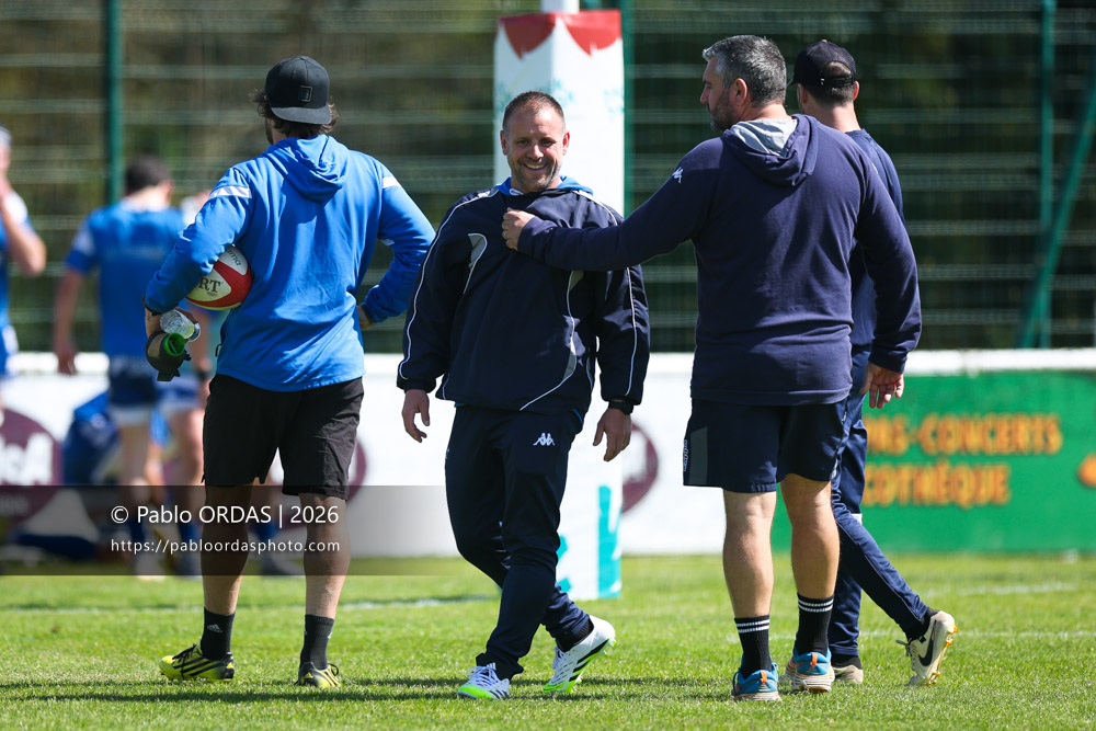 Thomas Oyarzun, lors du match de Nationale 2 entre l'Anglet olympique et Salles, le 29 mars 2026 au stade Saint-Jean d'Anglet, France (Photo Pablo ORDAS)