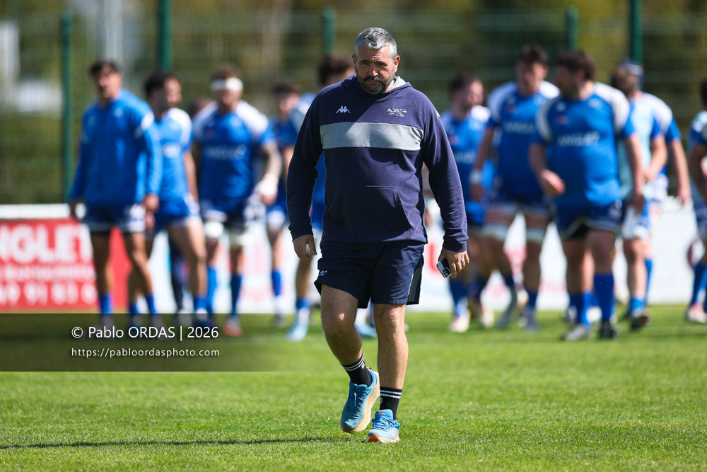 Eric Fernandez, lors du match de Nationale 2 entre l'Anglet olympique et Salles, le 29 mars 2026 au stade Saint-Jean d'Anglet, France (Photo Pablo ORDAS)