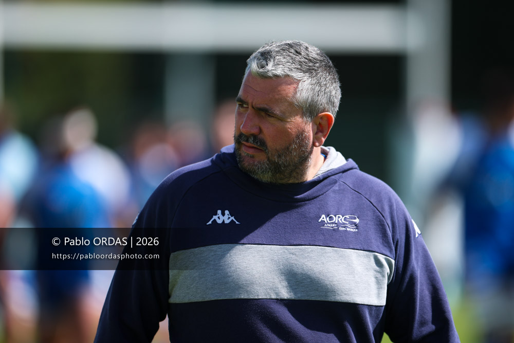 Eric Fernandez, lors du match de Nationale 2 entre l'Anglet olympique et Salles, le 29 mars 2026 au stade Saint-Jean d'Anglet, France (Photo Pablo ORDAS)