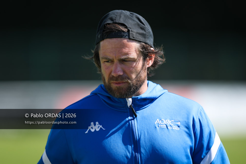 Benoit Bonetti, lors du match de Nationale 2 entre l'Anglet olympique et Salles, le 29 mars 2026 au stade Saint-Jean d'Anglet, France (Photo Pablo ORDAS)
