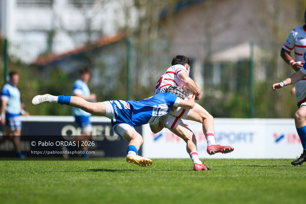 Jean Ballin, lors du match de Nationale 2 entre l'Anglet olympique et Salles, le 29 mars 2026 au stade Saint-Jean d'Anglet, France (Photo Pablo ORDAS)