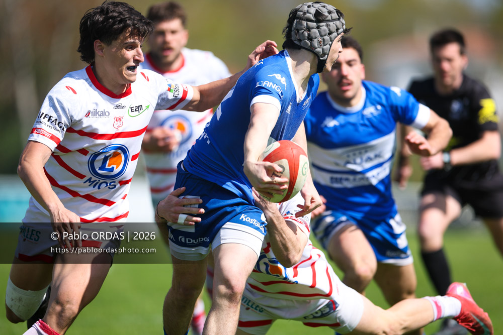 Jean Ballin, lors du match de Nationale 2 entre l'Anglet olympique et Salles, le 29 mars 2026 au stade Saint-Jean d'Anglet, France (Photo Pablo ORDAS)