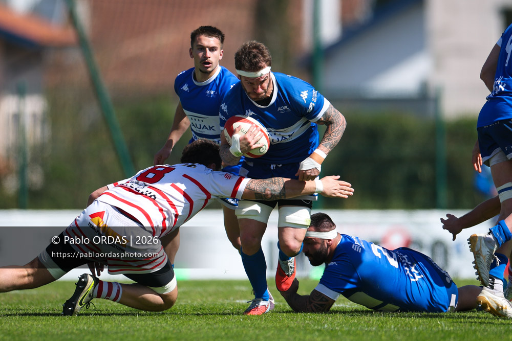 Sébastien Laulhé, lors du match de Nationale 2 entre l'Anglet olympique et Salles, le 29 mars 2026 au stade Saint-Jean d'Anglet, France (Photo Pablo ORDAS)