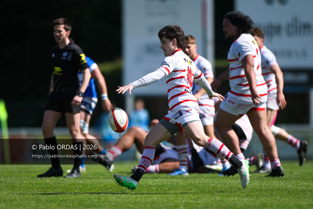 Simon Ricquebourg, lors du match de Nationale 2 entre l'Anglet olympique et Salles, le 29 mars 2026 au stade Saint-Jean d'Anglet, France (Photo Pablo ORDAS)