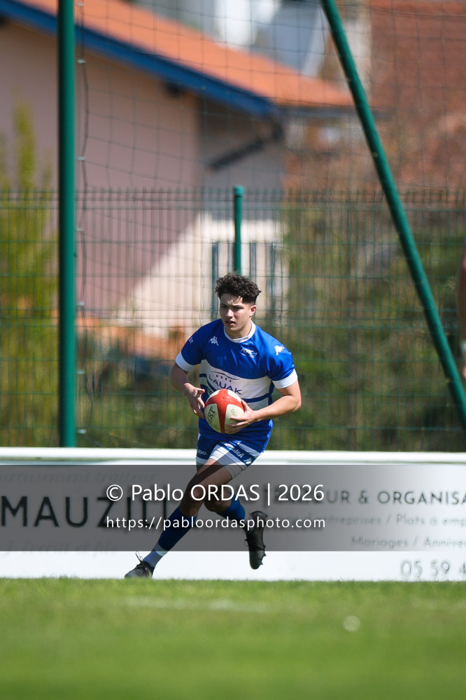 Johane Idiart, lors du match de Nationale 2 entre l'Anglet olympique et Salles, le 29 mars 2026 au stade Saint-Jean d'Anglet, France (Photo Pablo ORDAS)