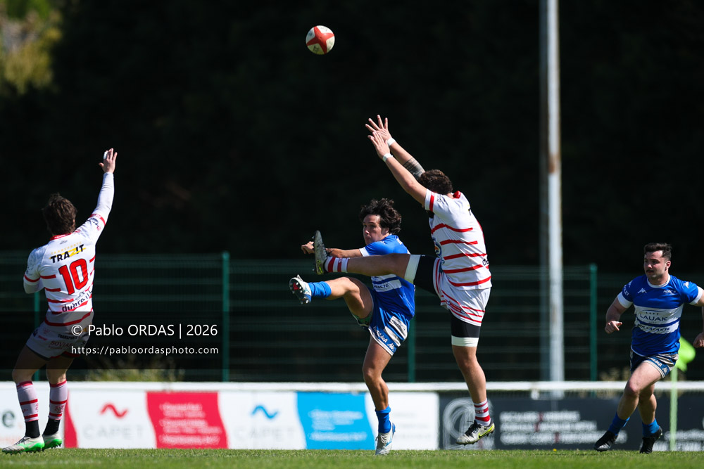 Jules Lartigau, lors du match de Nationale 2 entre l'Anglet olympique et Salles, le 29 mars 2026 au stade Saint-Jean d'Anglet, France (Photo Pablo ORDAS)