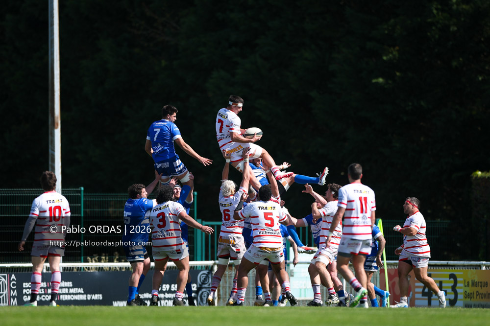 Jean Despiau, lors du match de Nationale 2 entre l'Anglet olympique et Salles, le 29 mars 2026 au stade Saint-Jean d'Anglet, France (Photo Pablo ORDAS)