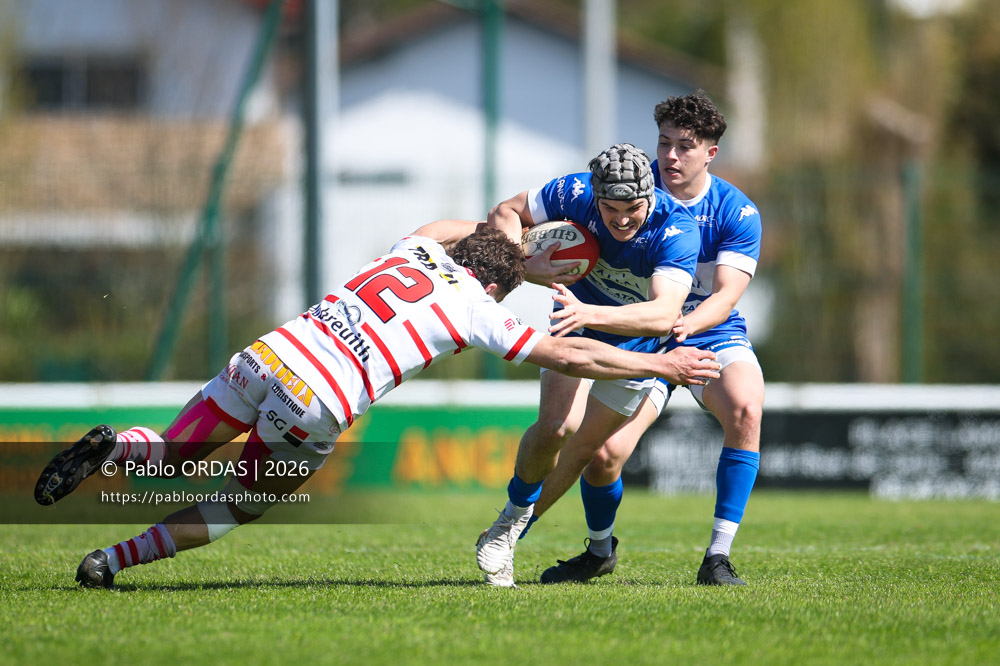 Jean Ballin, lors du match de Nationale 2 entre l'Anglet olympique et Salles, le 29 mars 2026 au stade Saint-Jean d'Anglet, France (Photo Pablo ORDAS
