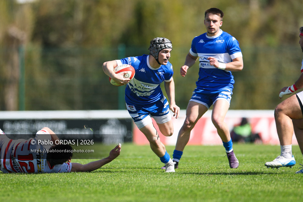 Jean Ballin, lors du match de Nationale 2 entre l'Anglet olympique et Salles, le 29 mars 2026 au stade Saint-Jean d'Anglet, France (Photo Pablo ORDAS