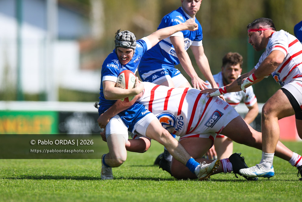Jean Ballin, lors du match de Nationale 2 entre l'Anglet olympique et Salles, le 29 mars 2026 au stade Saint-Jean d'Anglet, France (Photo Pablo ORDAS